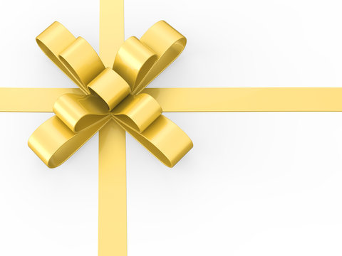 3D illustration gold gift bow