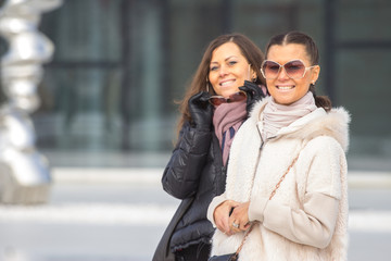 Two Beautiful Women On urban background