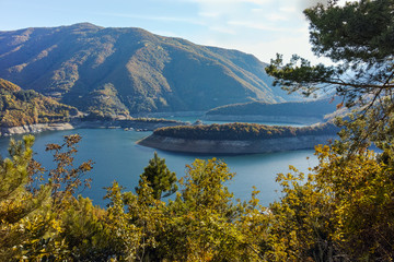 Fototapeta premium Amazing ladscape with forest around Vacha (Antonivanovtsy) Reservoir, Rhodopes Mountain, Bulgaria