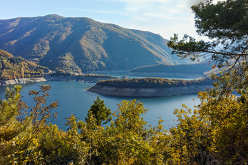 Amazing ladscape with  forest around Vacha (Antonivanovtsy) Reservoir, Rhodopes Mountain, Bulgaria