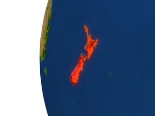 New Zealand on globe