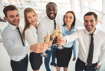 Business people celebrating