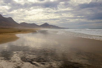 View on the beach Cofete on the Canary island Fuerteventura, Spain.