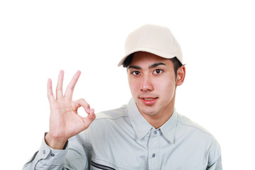 ガッツポーズの宅配人
