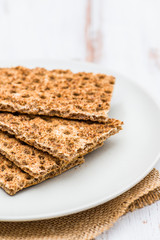 Healthy Snack from Wholegrain Rye Crispbread Crackers