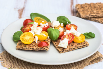 Healthy Snack from Wholegrain Rye Crispbread Crackers