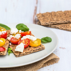 Healthy Snack from Wholegrain Rye Crispbread Crackers