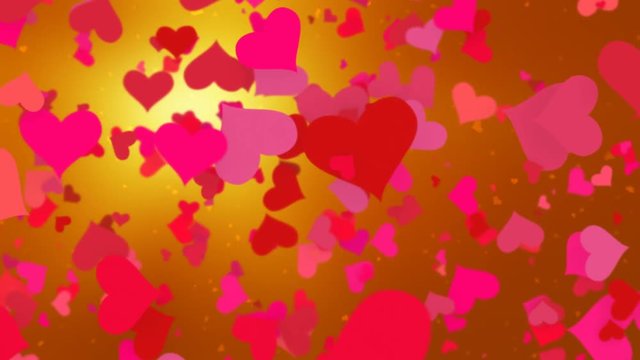 Valentine's day background with red hearts, seamless looping. Valentines backdrop with colourful hearts. 4k, Ultra High Definition, Ultra HD, UHD, 2160P, 3840 x 2160