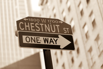 Famous historic Chestnut street in Center City district of Philadelphia, PA 
