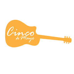 Isolated silhouette of a guitar, Cinco de mayo vector illustration