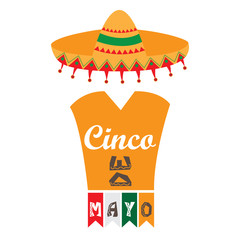 Isolated traditional mexican clothes, Cinco de mayo vector illustration