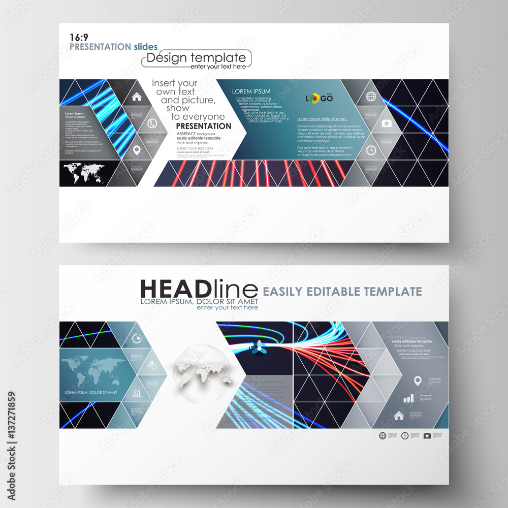 Poster business templates in hd size for presentation slides. easy editable flat layouts. abstract lines ba