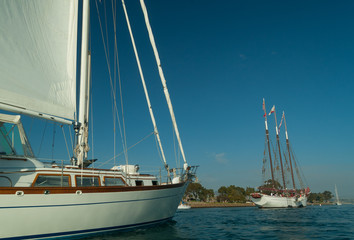 Historic tall ships at Dana Point harbor California	