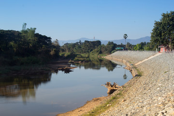 Wang River flowing through Lamphun, Thailand.