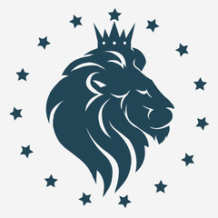 Lion head with crown logo