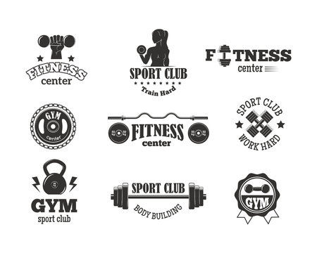 Gym sport club fitness emblem vector illustration.