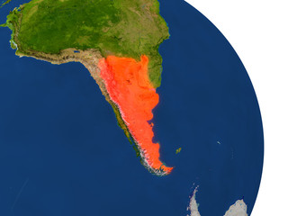 Map of Argentina in red