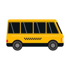 City road yellow taxi bus transport vector illustration.