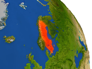 Map of Sweden in red
