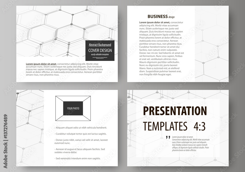 Poster set of business templates for presentation slides. abstract vector layouts in flat design. chemistry