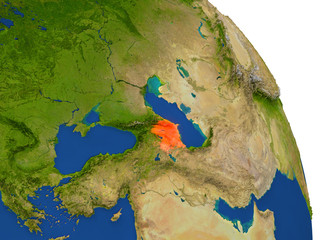 Map of Azerbaijan in red