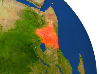 Map of Kenya in red