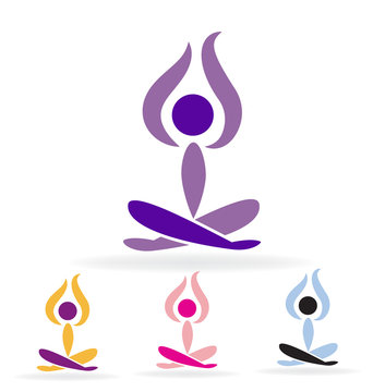 Yoga lotus man logo collection vector image logo