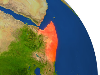 Map of Somalia in red