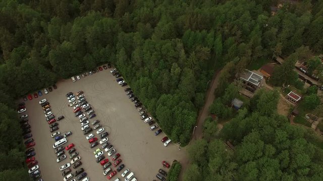 Car parking outdoors aerial shot