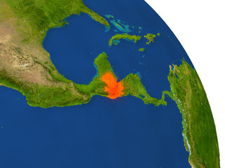 Map of Guatemala in red