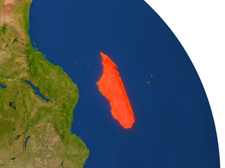 Map of Madagascar in red