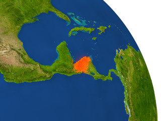 Map of Honduras in red