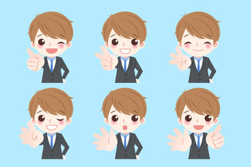 businessman show one to six