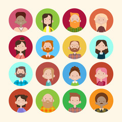 Profile Icon Avatar Image Group Casual People Big Crowd Diverse Ethnic Mix Race Banner Flat Vector illustration