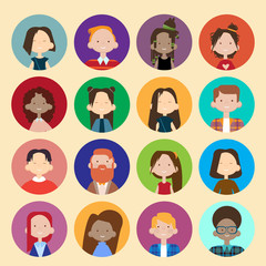 Profile Icon Avatar Image Group Casual People Big Crowd Diverse Ethnic Mix Race Banner Flat Vector illustration