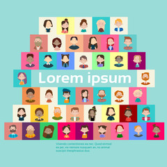 Group Casual People Big Crowd Diverse Ethnic Mix Race Banner Flat Vector illustration