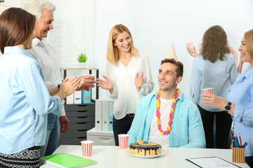 Birthday celebrating in office