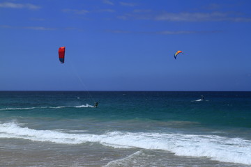 Kitesurfing on Fuerteventura Island