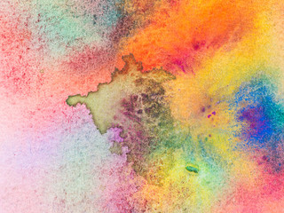 Color and texture of hand painted watercolor on paper