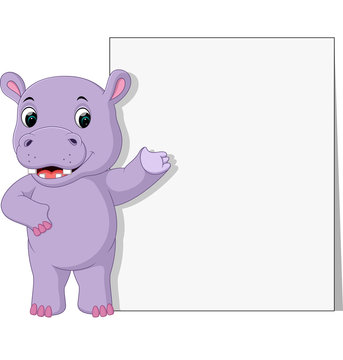 hippo with blank sign