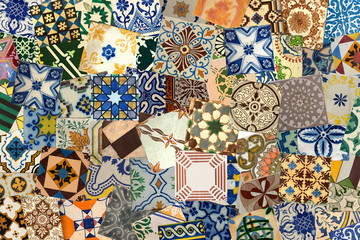 Collage of ceramic tiles from Portugal