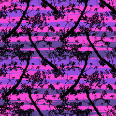 Fototapeta premium Seamless floral vector pattern with trees