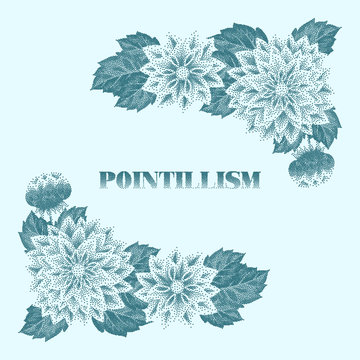 Pointillism floral composition