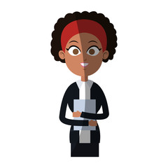 businesswoman wearing executive clothes over white background. colorful design. vector illustration