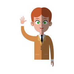 businessman wearing suit and tie over white background. colorful design. vector illustration