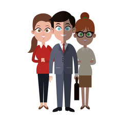 businesspeople wearing executive clothes over white background. colorful design. vector illustration