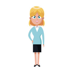 businesswoman wearing executive clothes over white background. colorful design. vector illustration