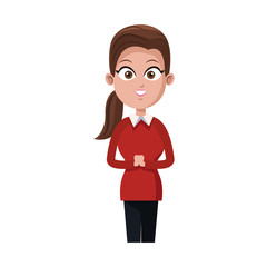 businesswoman wearing executive clothes over white background. colorful design. vector illustration