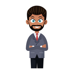 businessman wearing suit and tie over white background. colorful design. vector illustration