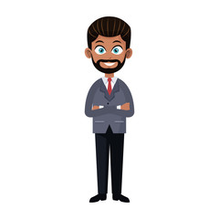 businessman wearing suit and tie over white background. colorful design. vector illustration
